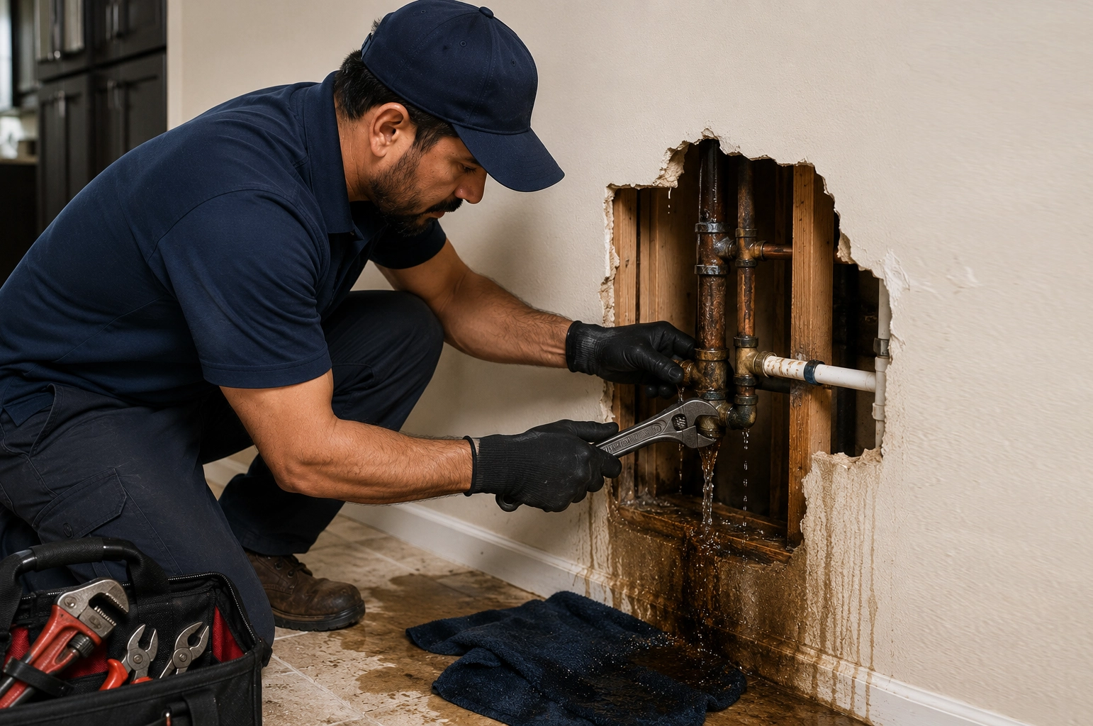Hidden wall and ceiling leak repair in Houston