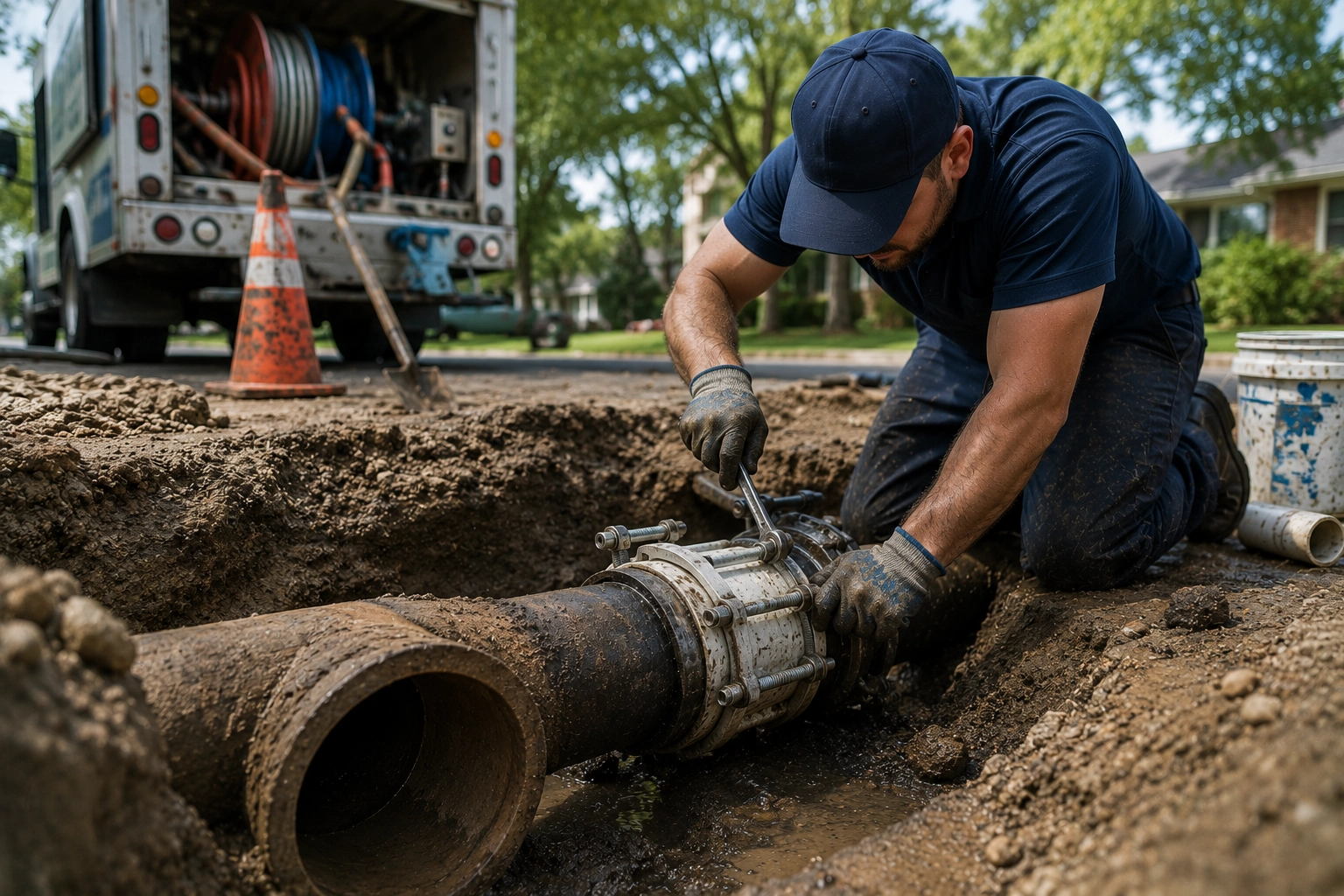Trenchless sewer pipe relining in Houston