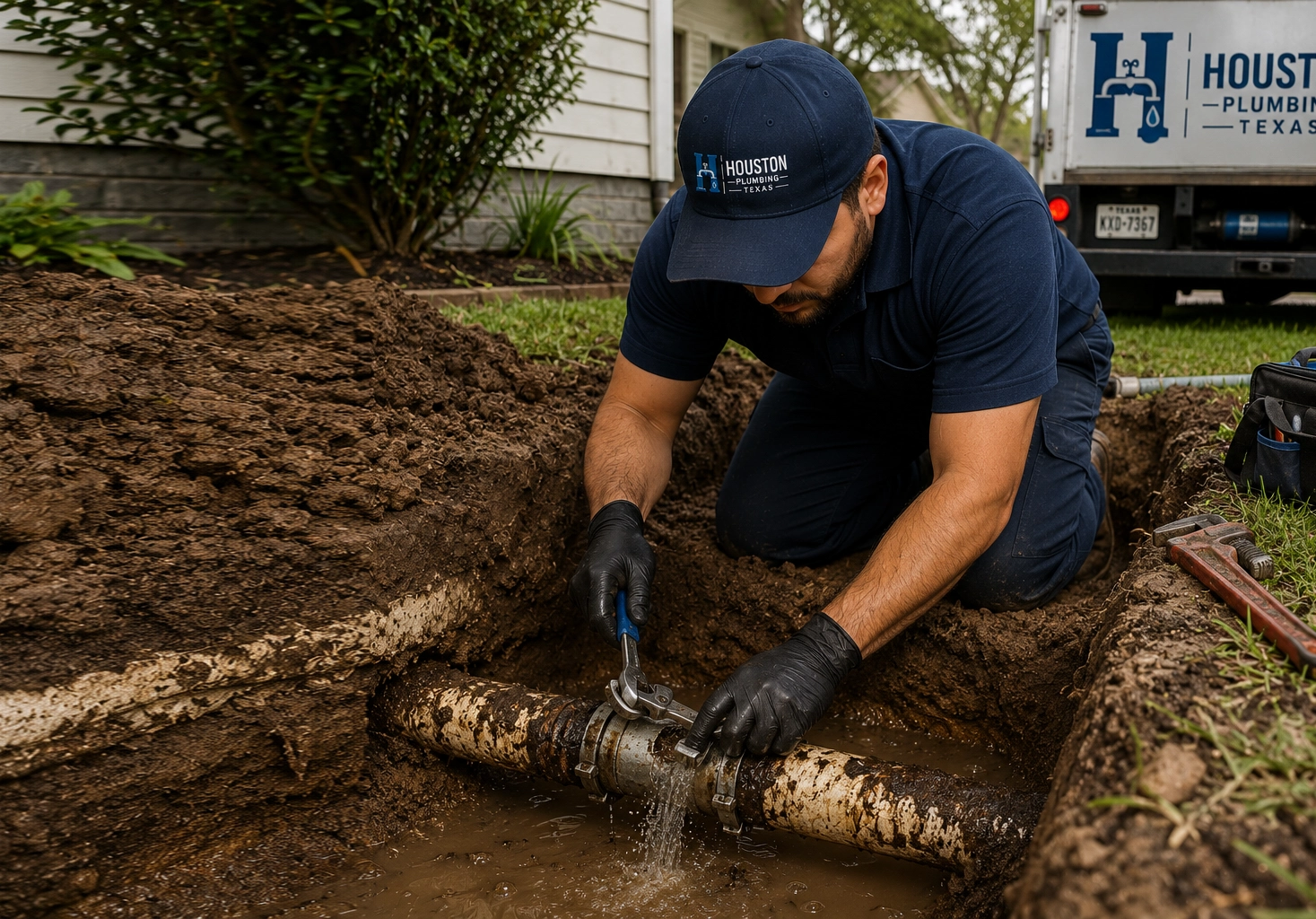 Outdoor and underground line leak repair in Houston