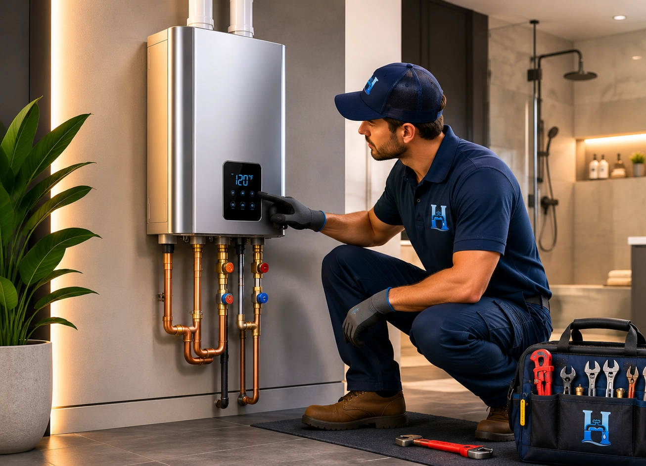 Water heater pipe and utility connections