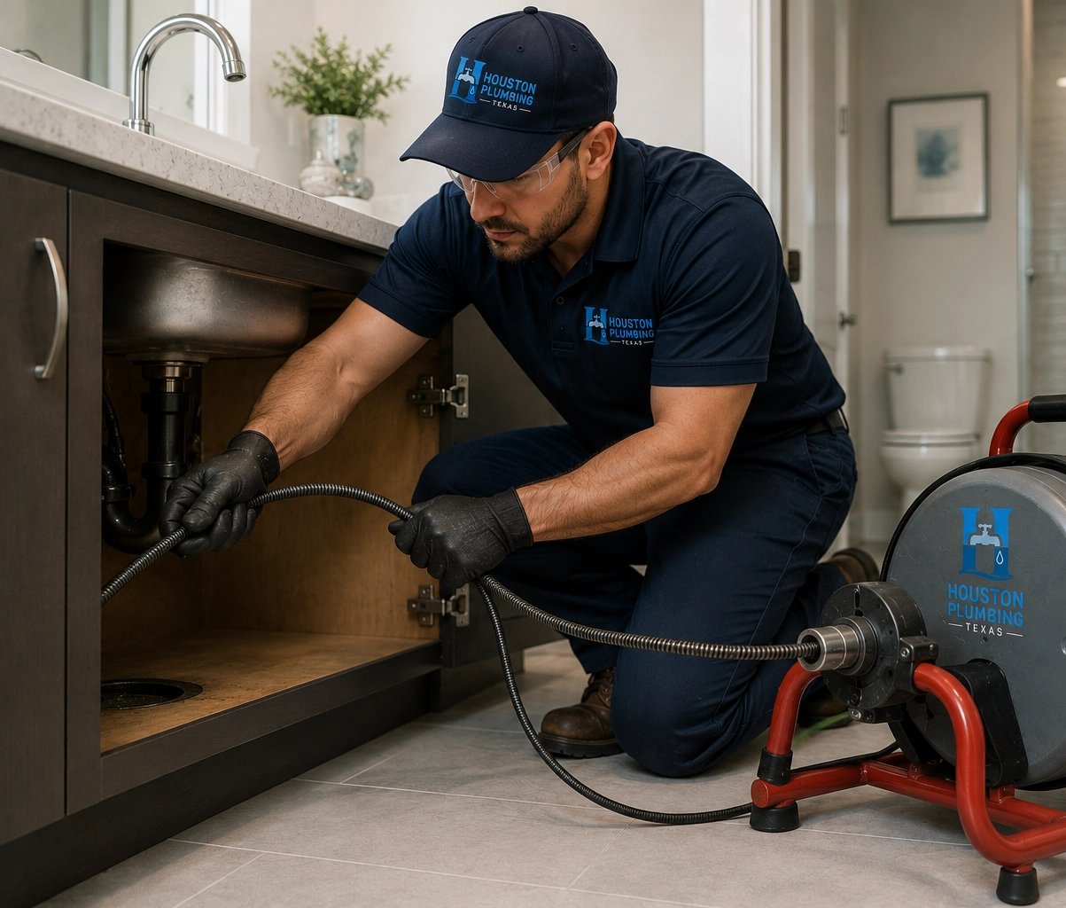 Residential clogged drain removal in Houston