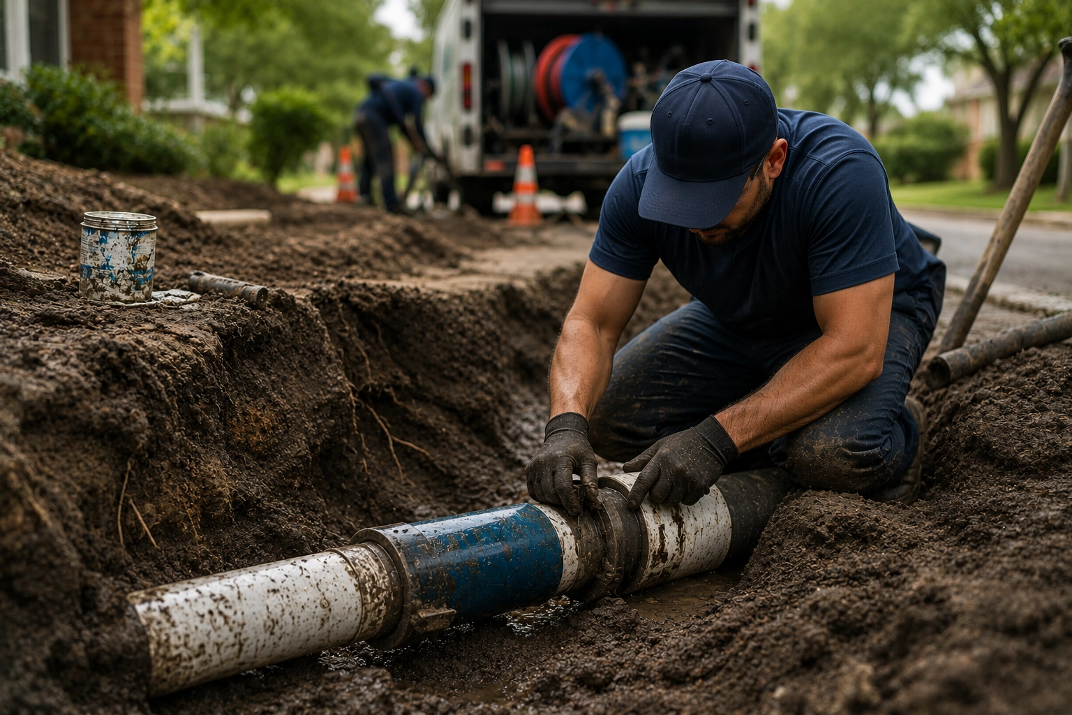 Underground sewer pipe repair