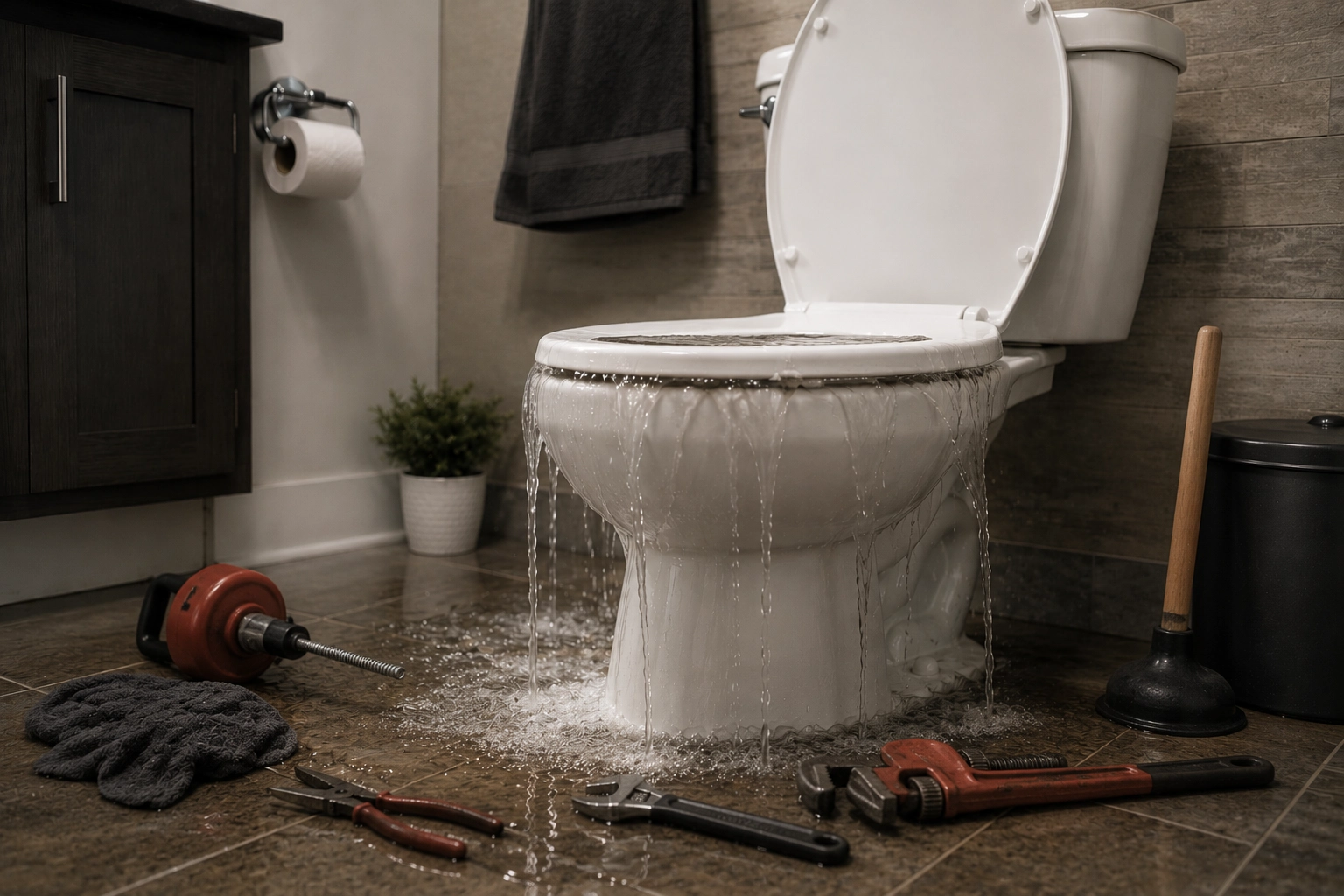 Toilet base leak and replacement service in Houston
